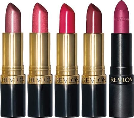 Revlon Super Lustrous 5-Piece Lipstick Gift Set, High Impact, Moisturizing, 460 Blushing Mauve & 430 Soft Silver Rose (Pearl), 775 Super Red & 777 Vampire Love (Cream), 025...