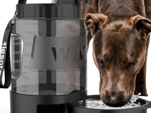 lesotc Portable Dog Travel Water Bottle, 77oz Large Travel Water Bowl for Dogs Camping Hiking Beach Hunting Essentials, Big Pet Bottles Bowl Water Dispenser for On The Go Park...